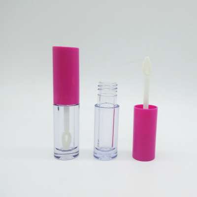 High quality pink empty mini lip gloss bottle container plastic tube with the  brush