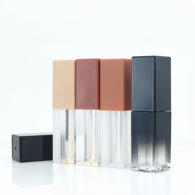 5ml High grade square simplicity matte lip gloss private label containers with brush